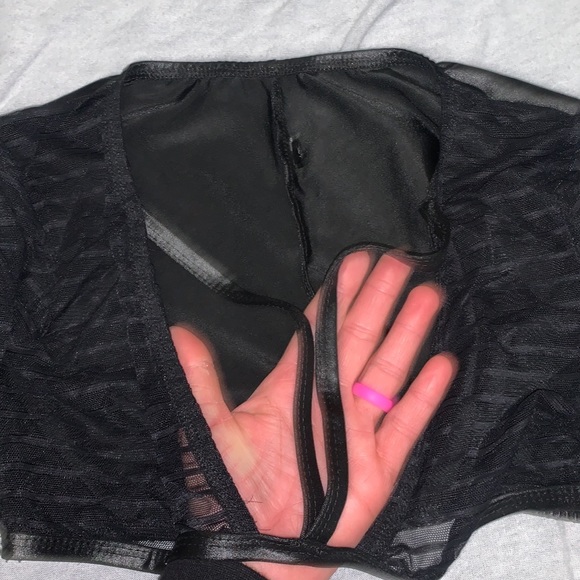 2Pc Faux Leather and Sheer Ribbed Fabric Dreamgirl Set - Picture 6 of 7